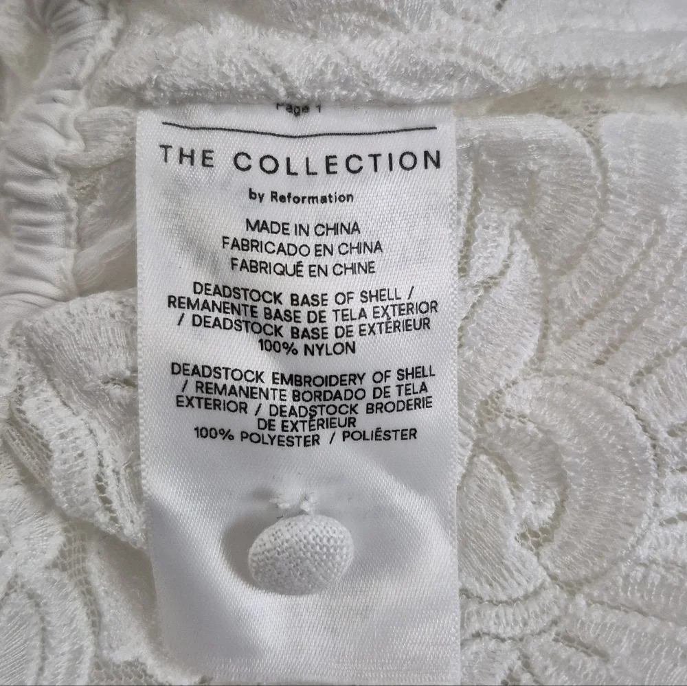 THE COLLECTION BY REFORMATION Carlisle Top Ivory White Lace Long Sleeve 10
